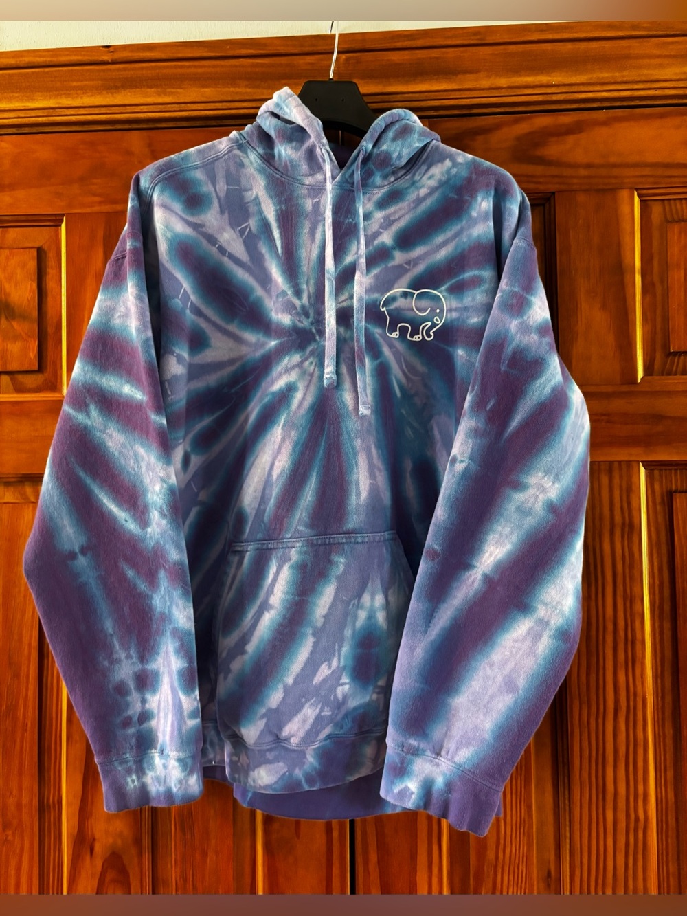 Ivory Ella Tie-Dye Elephant Logo Hoodie - Blue & Purple